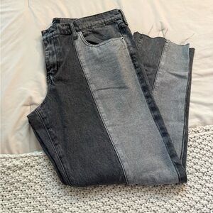 Men’s Two-Tone Black and Gray Jeans- Fashion Nova